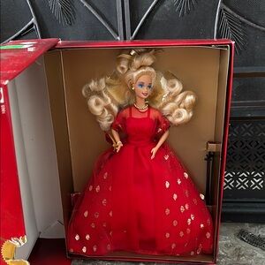 Barbie Evening Lame in Red and Gold Gown